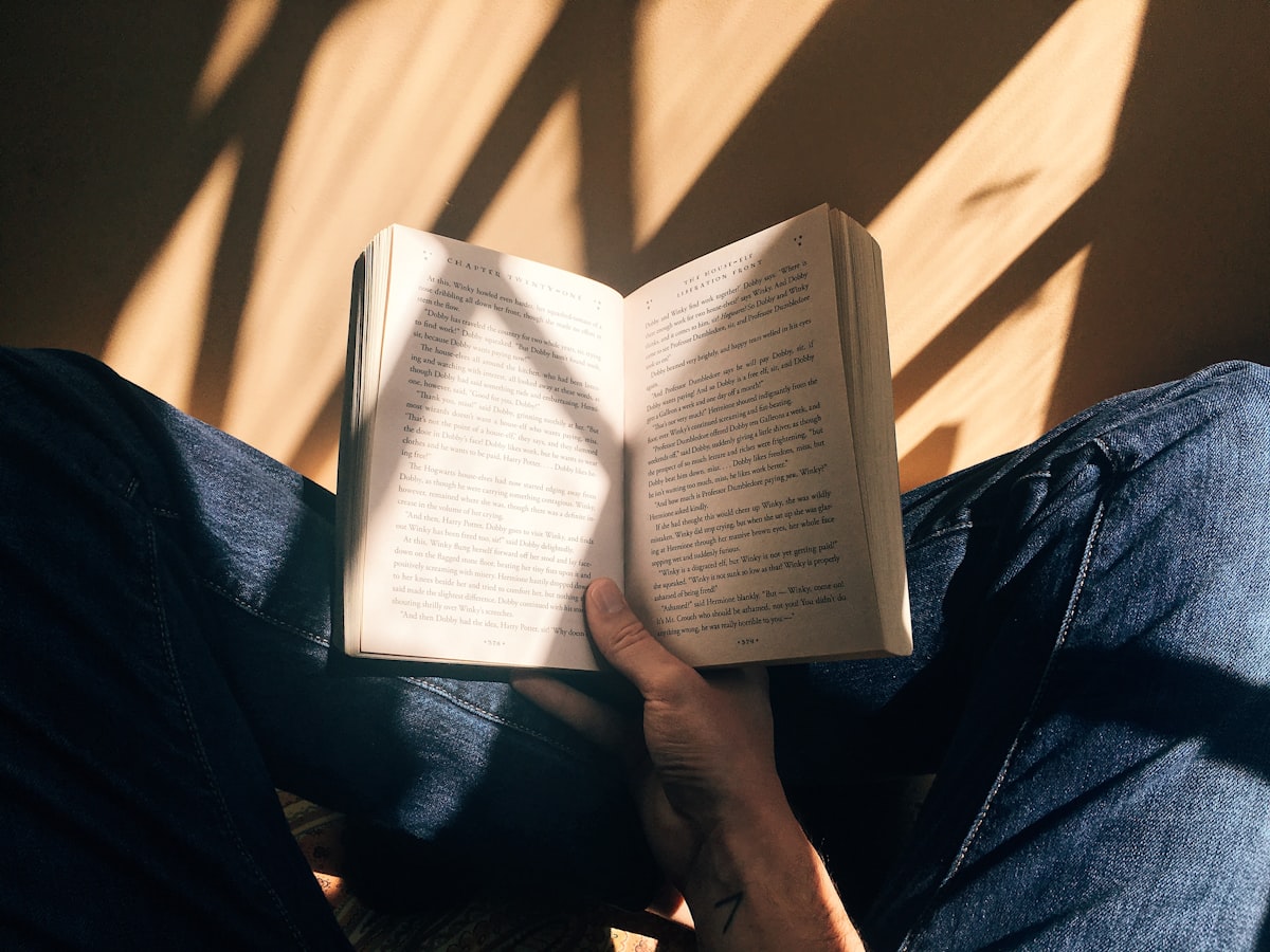 Student focused on reading comprehension